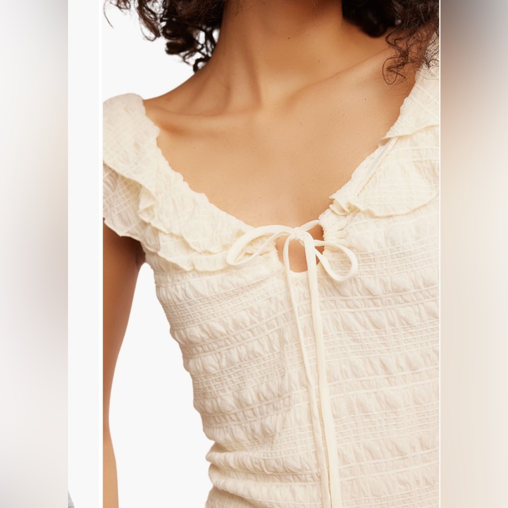 Free People Love You More Ruffle Accent Smocked Top